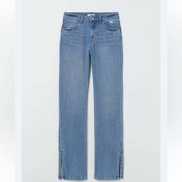 H&M Divided 90s Straight Jean High Waist Split Hem | SZ 2 - Picture 1 of 12